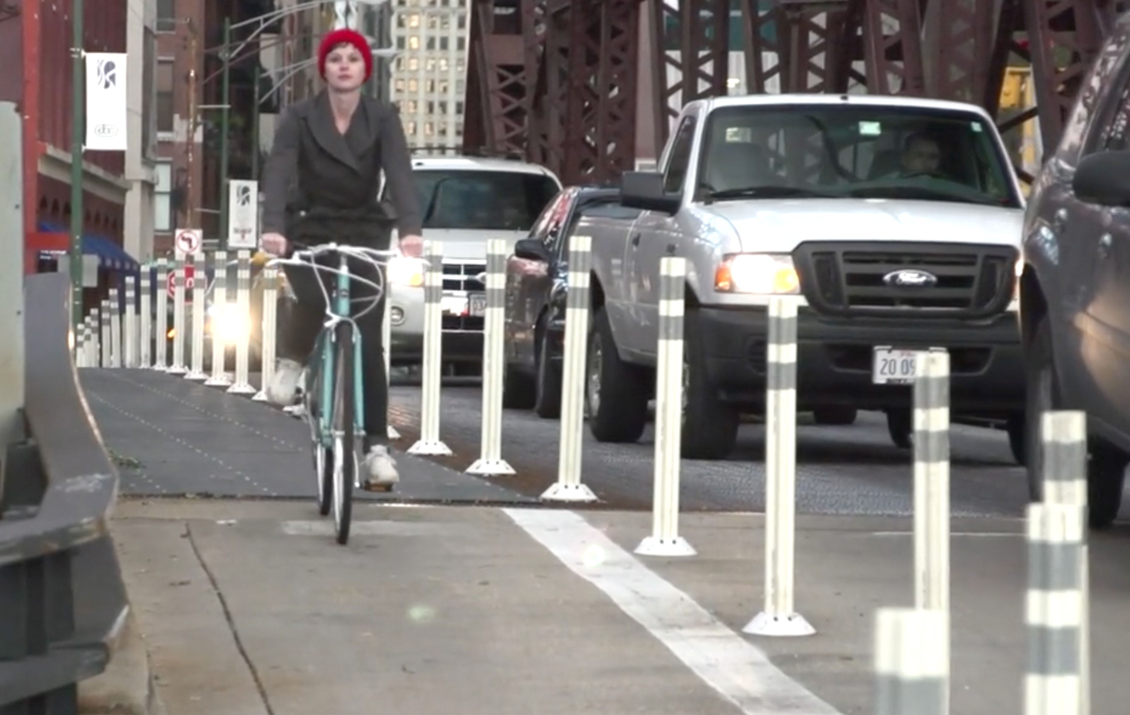 Protected bike lane in Chicago
